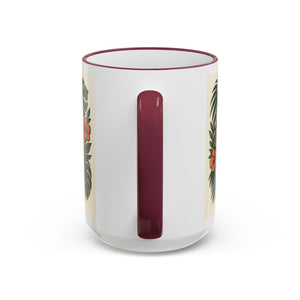 Accent Rim & Handle Coffee Mug — Palm & Bean Coffee Club Logo