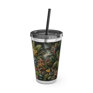 Tropical Tumbler with Straw | 16 oz: Rainforest Rabbit Outing