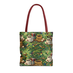 Tropical Hummingbirds & Coffee Tote Bag, Black - 3 Sizes