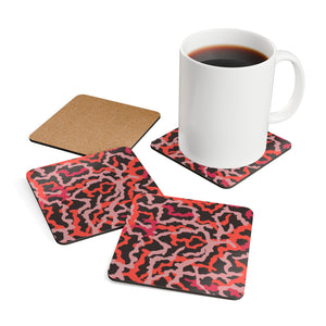 Coaster Set/4 - Coral Threads, Red