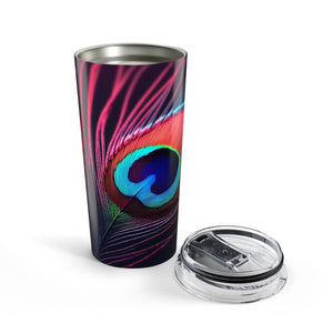 20oz Tumbler ~ Red Peacock Feather Insulated Travel Cup