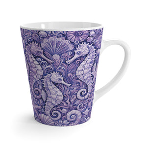 Latte White Mug - Seahorses, Amethyst