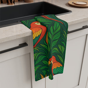 Microfiber Coffee/Tea Towel ~ Jungle Parrot Family