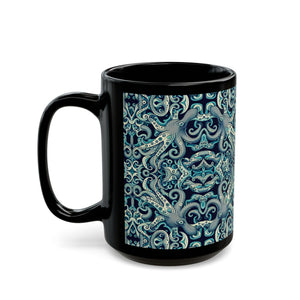 Black Coffee Mug - Twisted Aqua Octopus