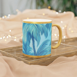 Tropical Metallic Mug, Gold or Silver: Azure Palms