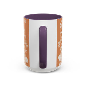 Accent Color Coffee Mug (11, 15oz), Pearl Lady Toile/Melon