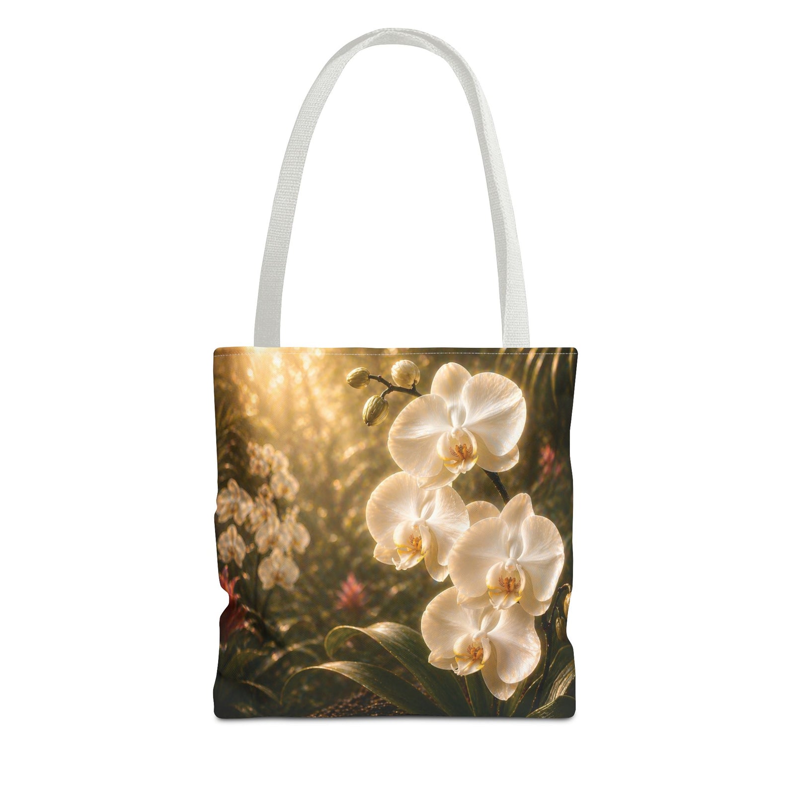 Orchid Garden Tote Bag — Sunlit White Orchid Floral All-Over Print