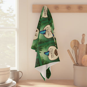 Tropical Microfiber Coffee/Tea Towel —  Vintage Butterfly & Coffee Beans