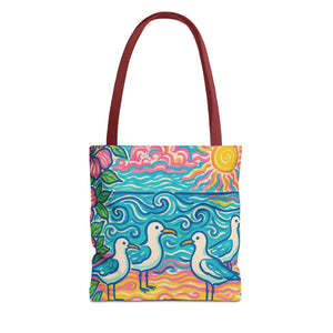 Tropical Beach Seagulls Tote Bag - 3 Sizes