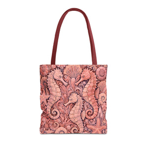 Seahorse Trio Tote Bag, Red - 3 Sizes