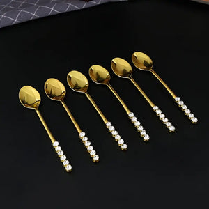 Sparkling Diamond Accent Coffee Spoon, 4.7"