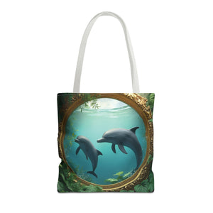 Framed Dolphins Tote Bag - 3 Sizes
