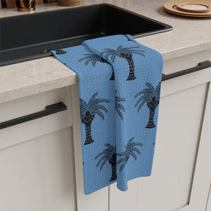 Tropical Microfiber Coffee/Tea Towel – Art Deco Palms, Lt. Blue