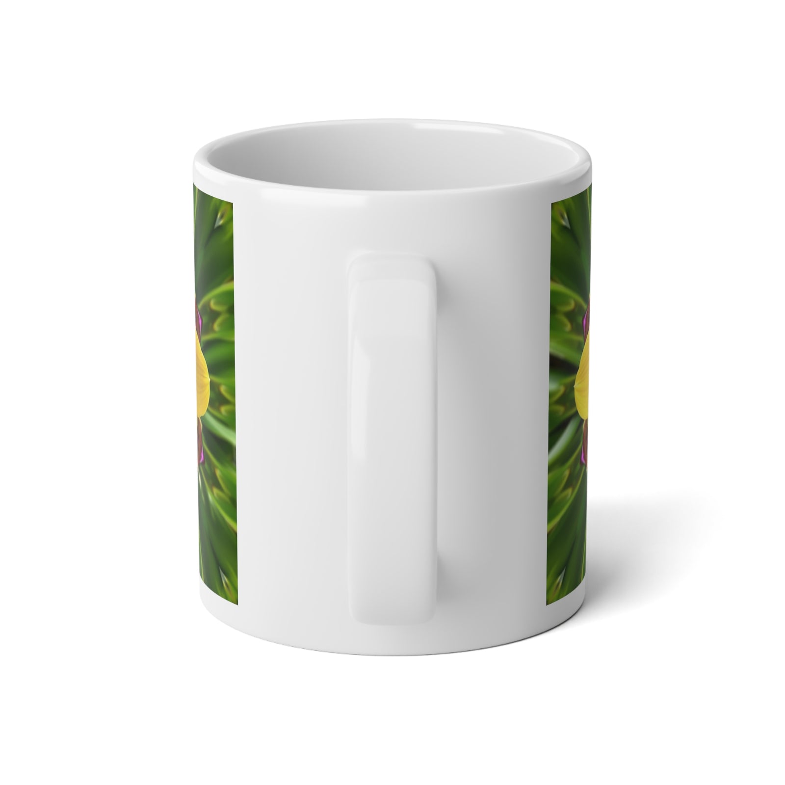 Jumbo Mug, 20oz, Yellow Orchid Kaleidoscope | Tropical Coffee Cup
