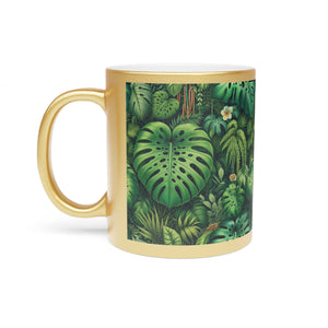 Tropical Metallic Mug, Gold or Silver:  Rainforest Greenery