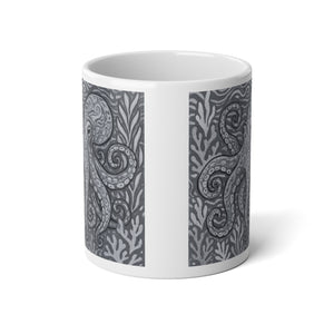 Jumbo Mug, 20oz, Octopus Kraken Joe, Noir | Tropical Coffee Cup, Gift for Ocean Lovers
