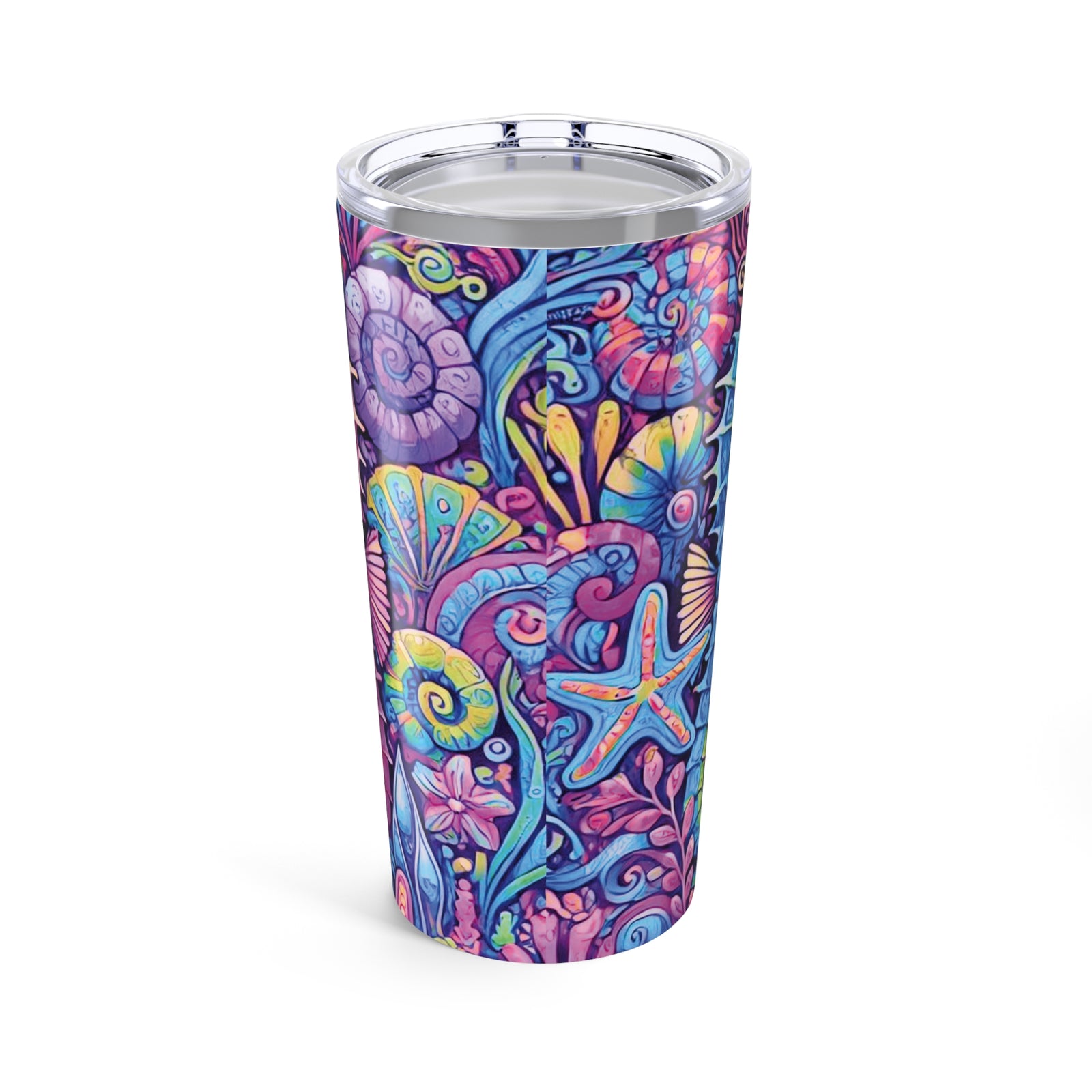 20oz Tropical Glossy Tumbler, Stainless Steel / Seahorse Trio, Fantasy Pop
