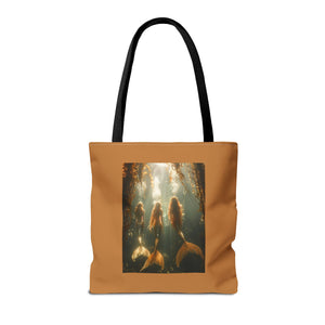 Three Mermaid Sisters, Lt. Brown Tote Bag - 3 Sizes