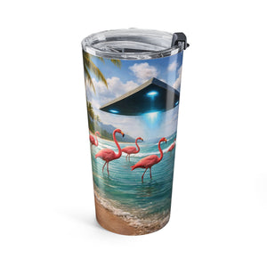 20oz Tropical UFO & Flamingo Tumbler – Insulated Coffee Travel Cup