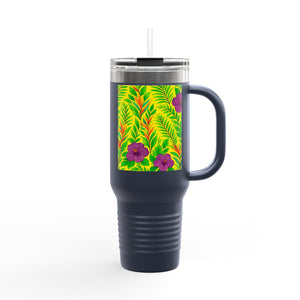 Midnight Flower Yellow Insulated Travel Mug - 40oz - Perfect for Outdoor Adventures
