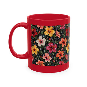 Hibiscus Garden Ceramic Mug — Vibrant Floral Coffee Cup