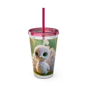 Tropical Tumbler with Straw | 16 oz: Baby White Peacock