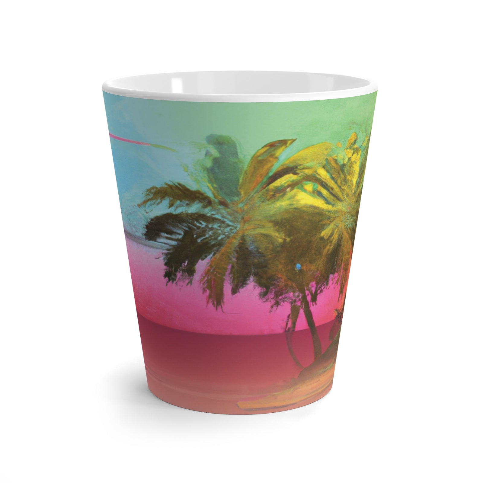 Latte White Mug - Perfect for Coffee Enthusiasts / Watercolor Sunset