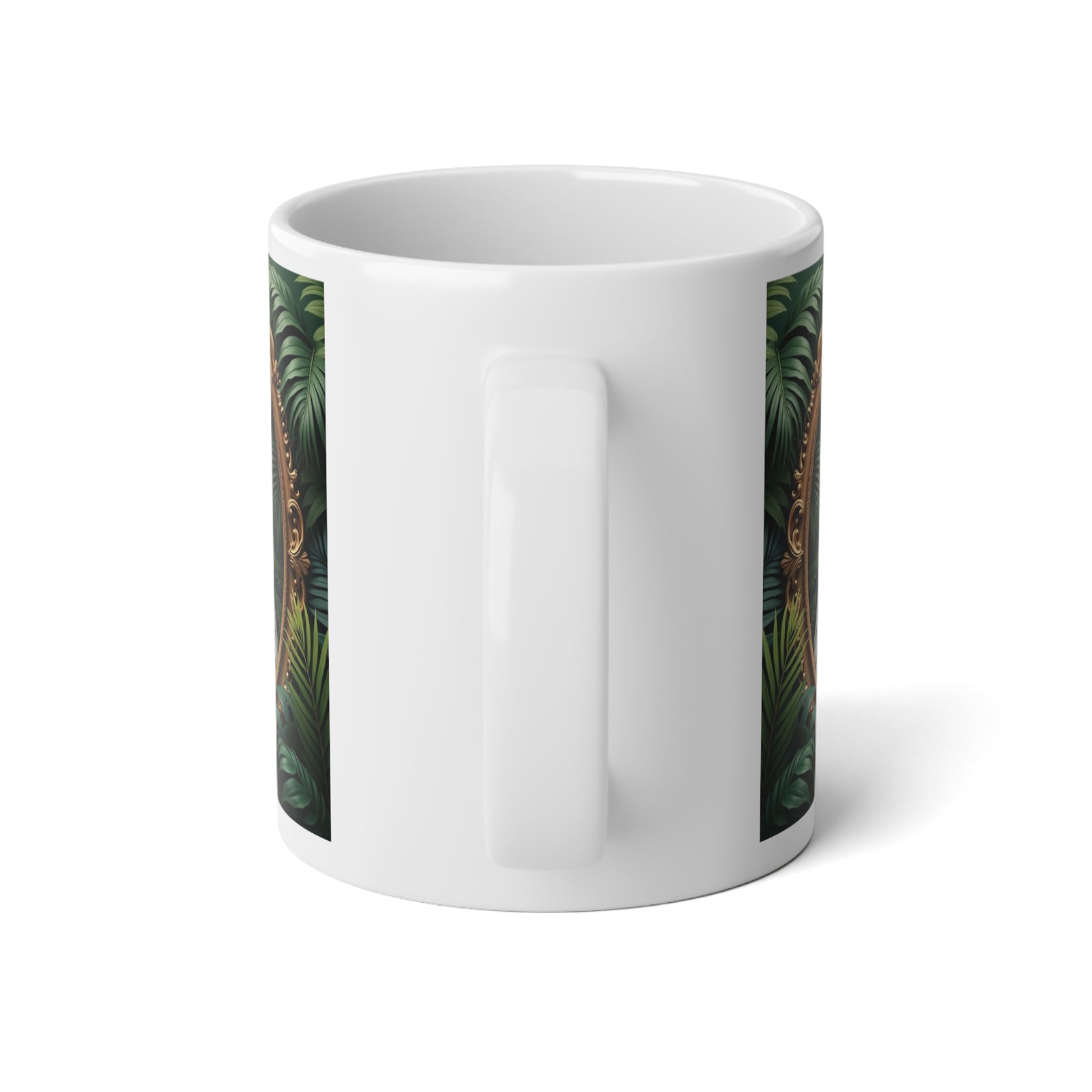 Jumbo Mug, 20oz, Framed White Peacocks | Tropical Coffee Cup