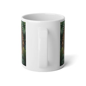 Jumbo Mug, 20oz, Framed White Peacocks | Tropical Coffee Cup