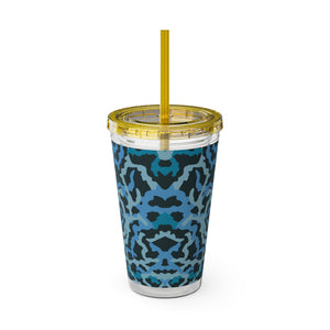 Tropical Tumbler with Straw | 16 oz: Coral Threads, Blue