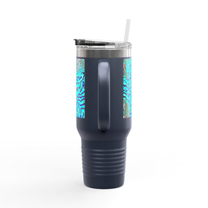 Insulated Travel Mug, 40oz / Wild Coral, Turquoise - Perfect for Outdoor Adventures