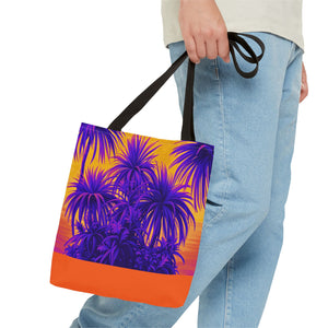 Tiny Palm Island Pop/Orange Tote Bag - 3 Sizes