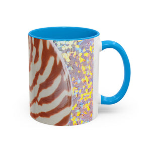 Colorful Mugs (11oz, 15oz), Disco Tiger Stripe Nautilus Macro