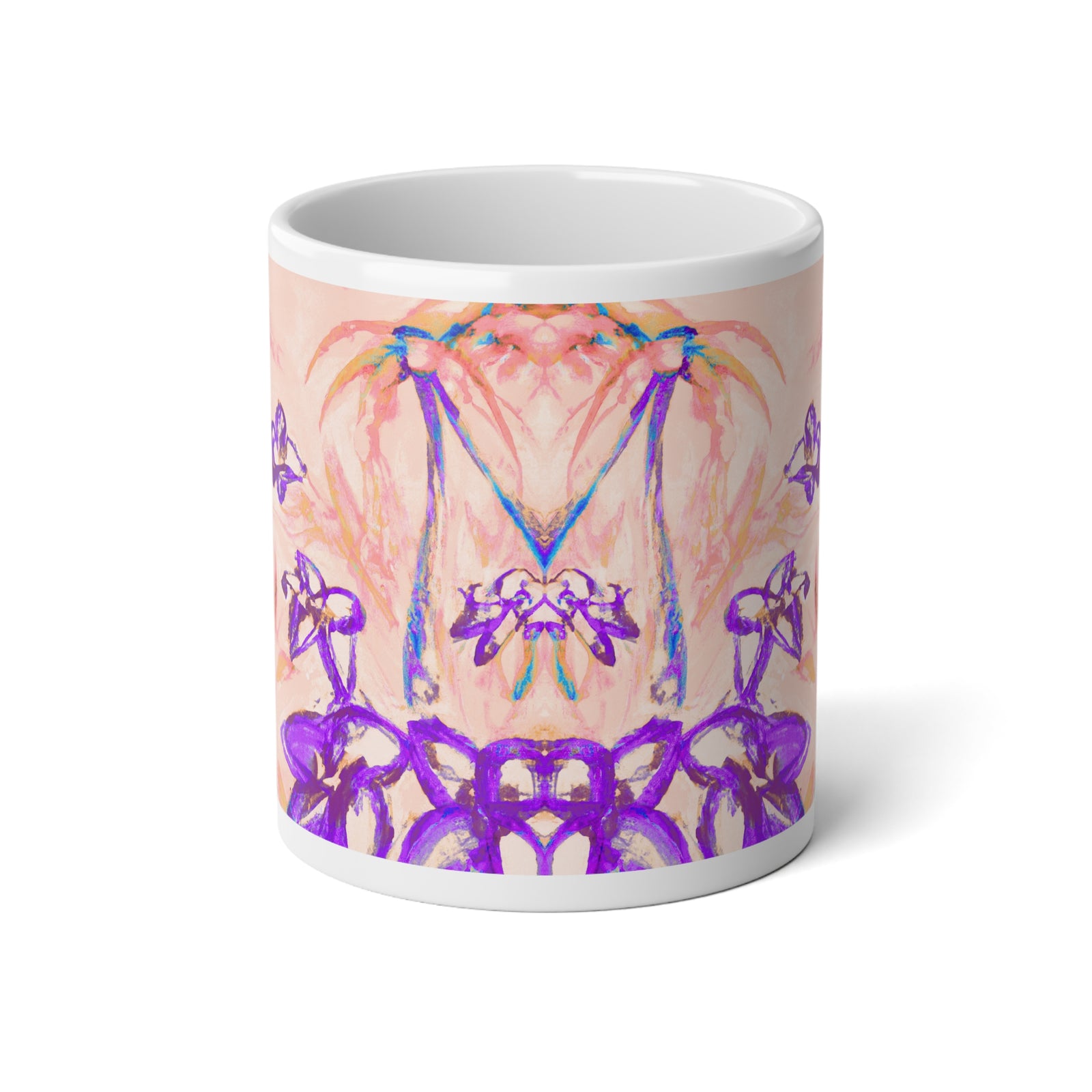 Jumbo Mug, 20oz, Tropical Doodles, Peach | Tropical Coffee Cup
