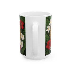 Religious Ceramic White Mug - Virgin of the Lilies