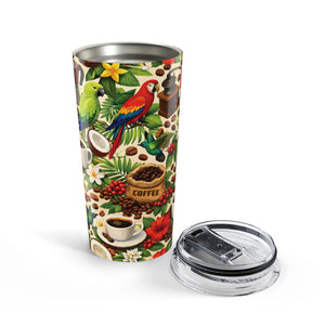 20 oz. Tumbler — Tropical Coffee Parrots Insulated Travel Cup