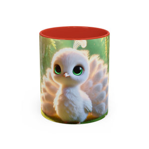 Accent Coffee Mug (11, 15oz), 8 Colors - Baby White Peacock