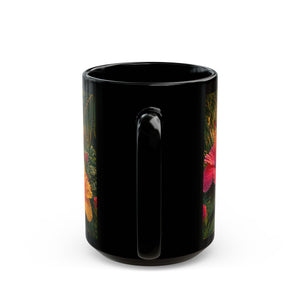 Tropical Hibiscus Sunset Mug — Floral Black Coffee Cup (11oz/15oz)