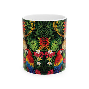 White Ceramic Mug — Holllywood Regency Parrot (11oz, 15oz)