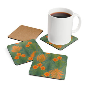 Coaster Set/4 - Sunrise Palms/Orange