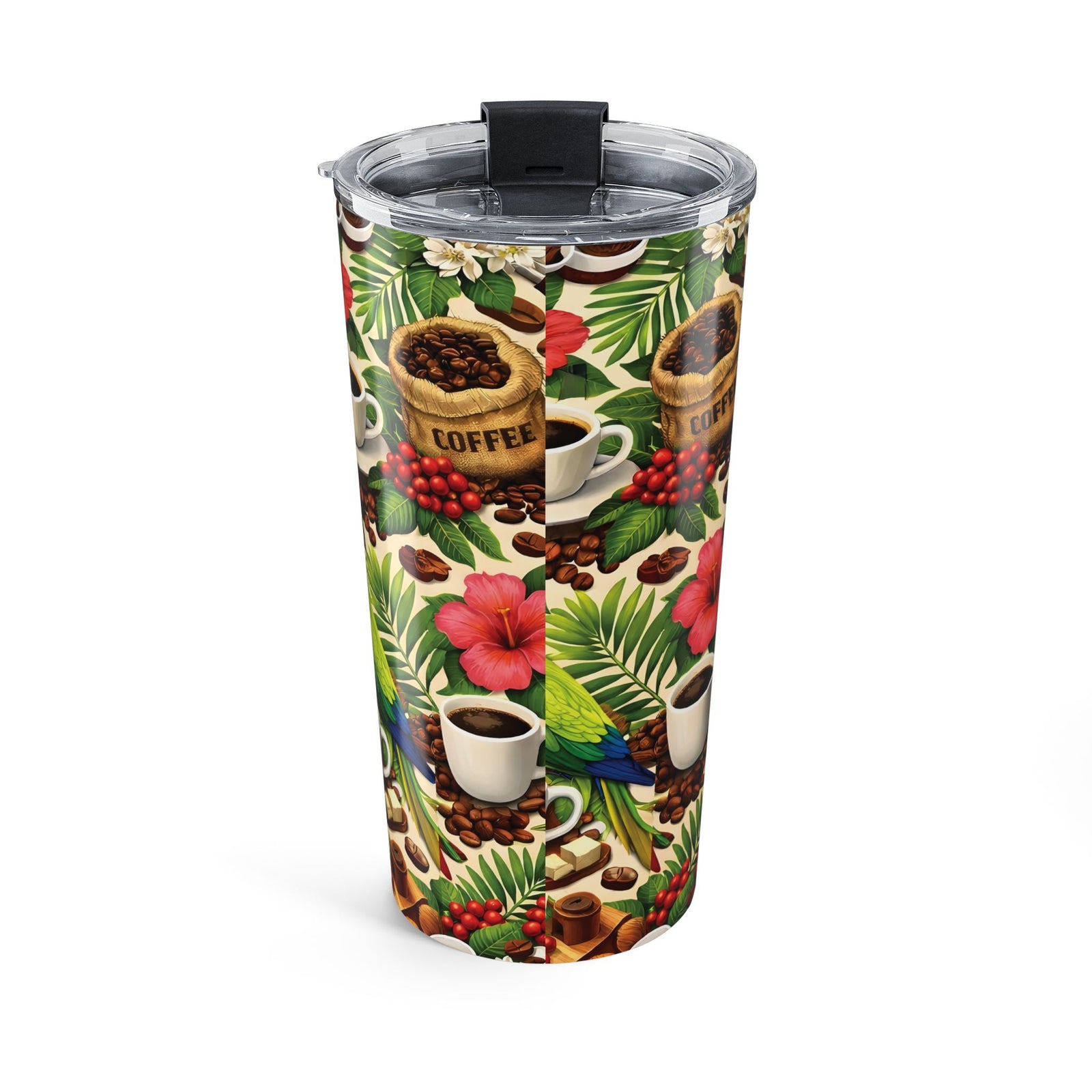 20 oz. Tumbler — Tropical Coffee Parrots Insulated Travel Cup