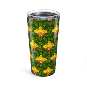 20oz Tropical Glossy Tumbler / Yellow Orchid Kaleidoscope