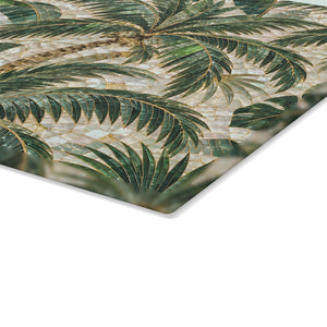 Tropical Glass Coffee Station Tray– Vintage Green Palms Mosaic
