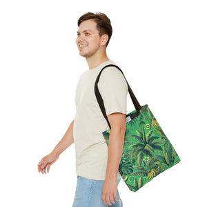 Tropical Palms & Bananas Tote Bag, Green - 3 Sizes