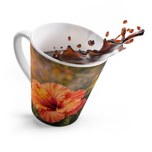 White Latte Mug – Sunset Hibiscus Coffee Cup