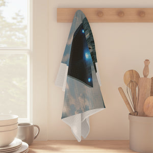 Tropical Microfiber Coffee/Tea Towel – UFO & Dolphin, White