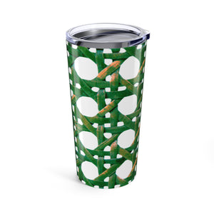 20oz Tropical Glossy Tumbler, Stainless Steel / Wicker Green