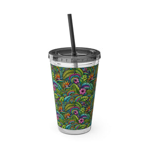 Tropical Tumbler with Straw | 16 oz.: Rainforest Blooms