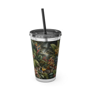 Tropical Tumbler with Straw | 16 oz: Rainforest Rabbit Outing