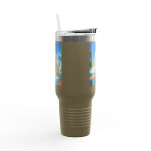 Insulated Travel Mug, 40oz / Puppy Ariel the Dog Surfer - Perfect for Outdoor Adventures
